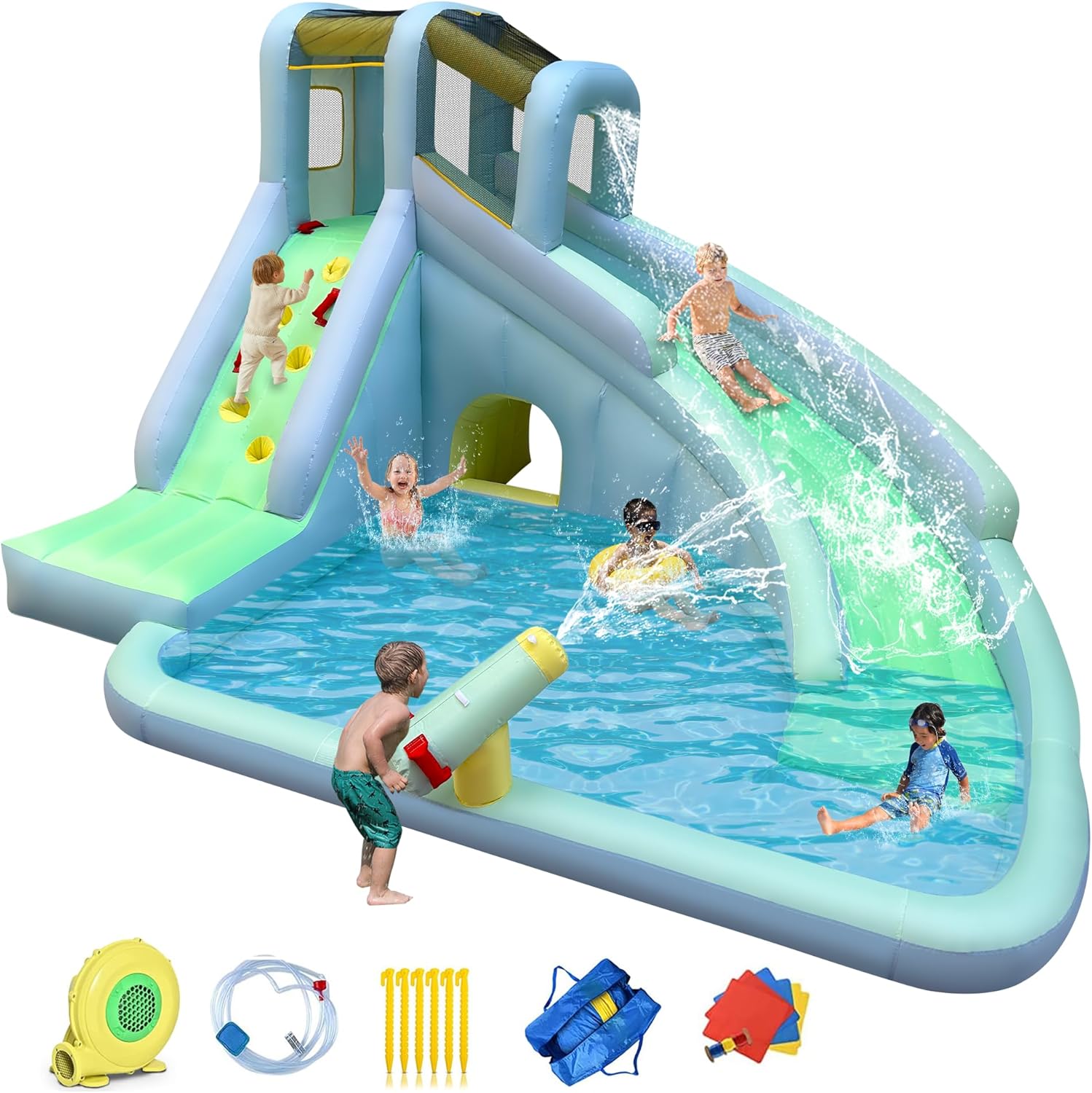 6-in-1 Inflatable Kids Bounce  - đánh giá và giá Kids Outdoor Inflatable Water Slide