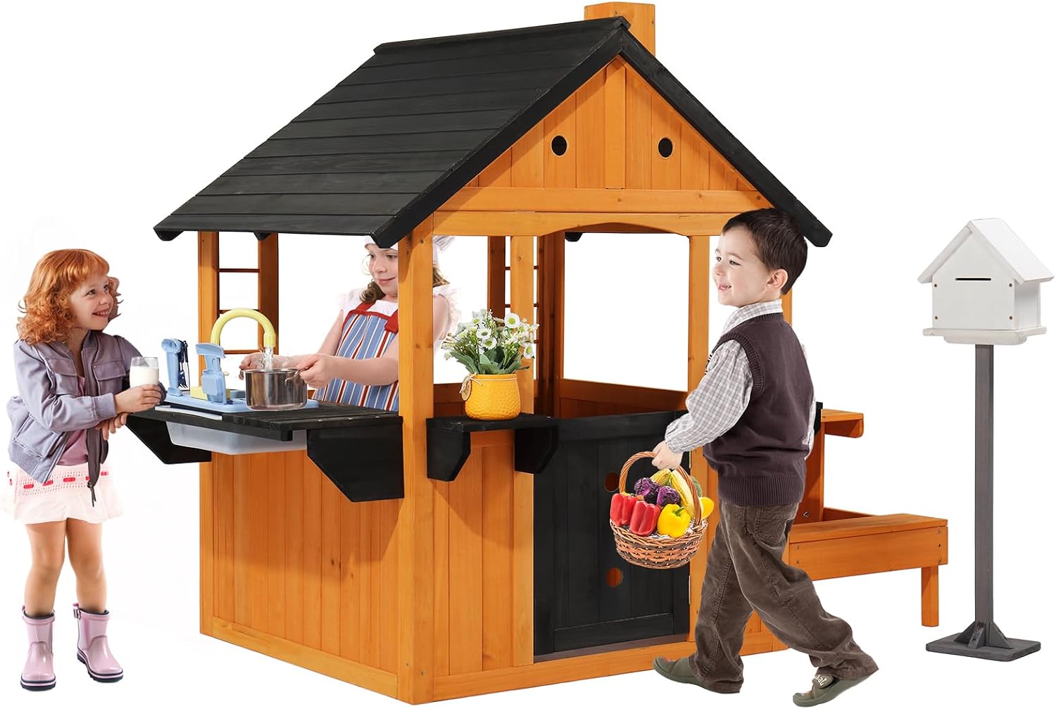 Kids Wooden Playhouse for Outd - đánh giá và giá Kids Outdoor Sink