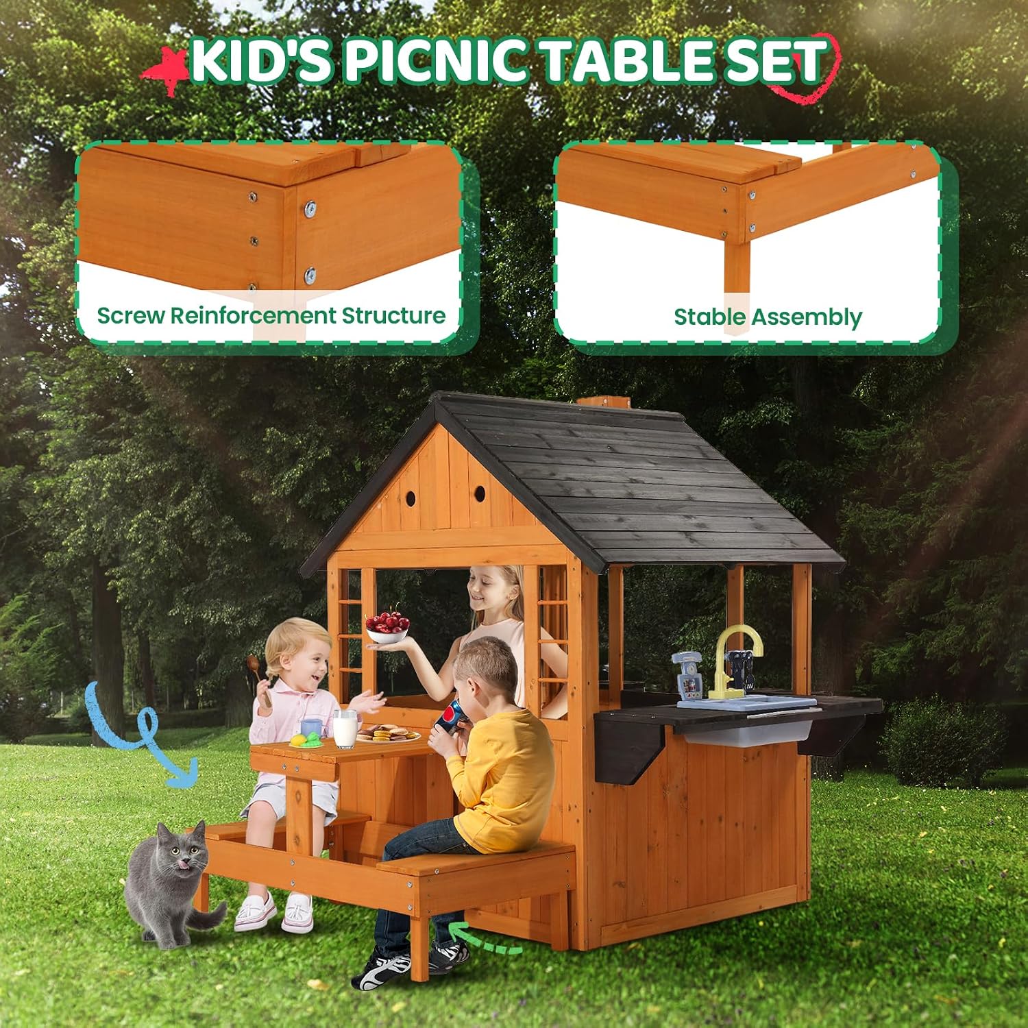 Kids Wooden Playhouse for Outd - đánh giá và giá Kids Outdoor Sink