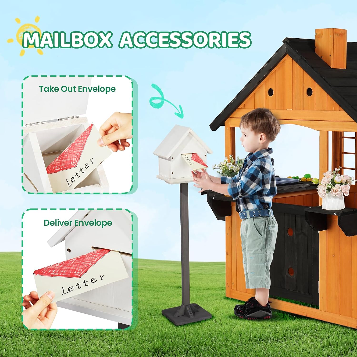 Kids Wooden Playhouse for Outd - đánh giá và giá Kids Outdoor Sink