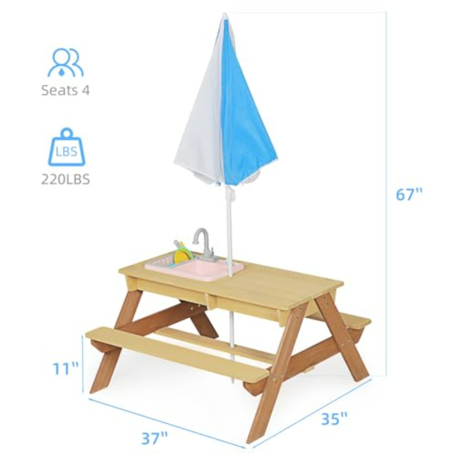 Outdoor kids picnic table with - đánh giá và giá Kids Outdoor Sink