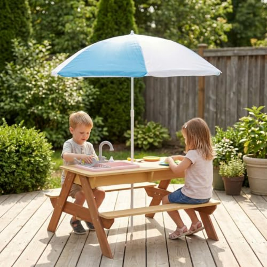 Outdoor kids picnic table with - đánh giá và giá Kids Outdoor Sink