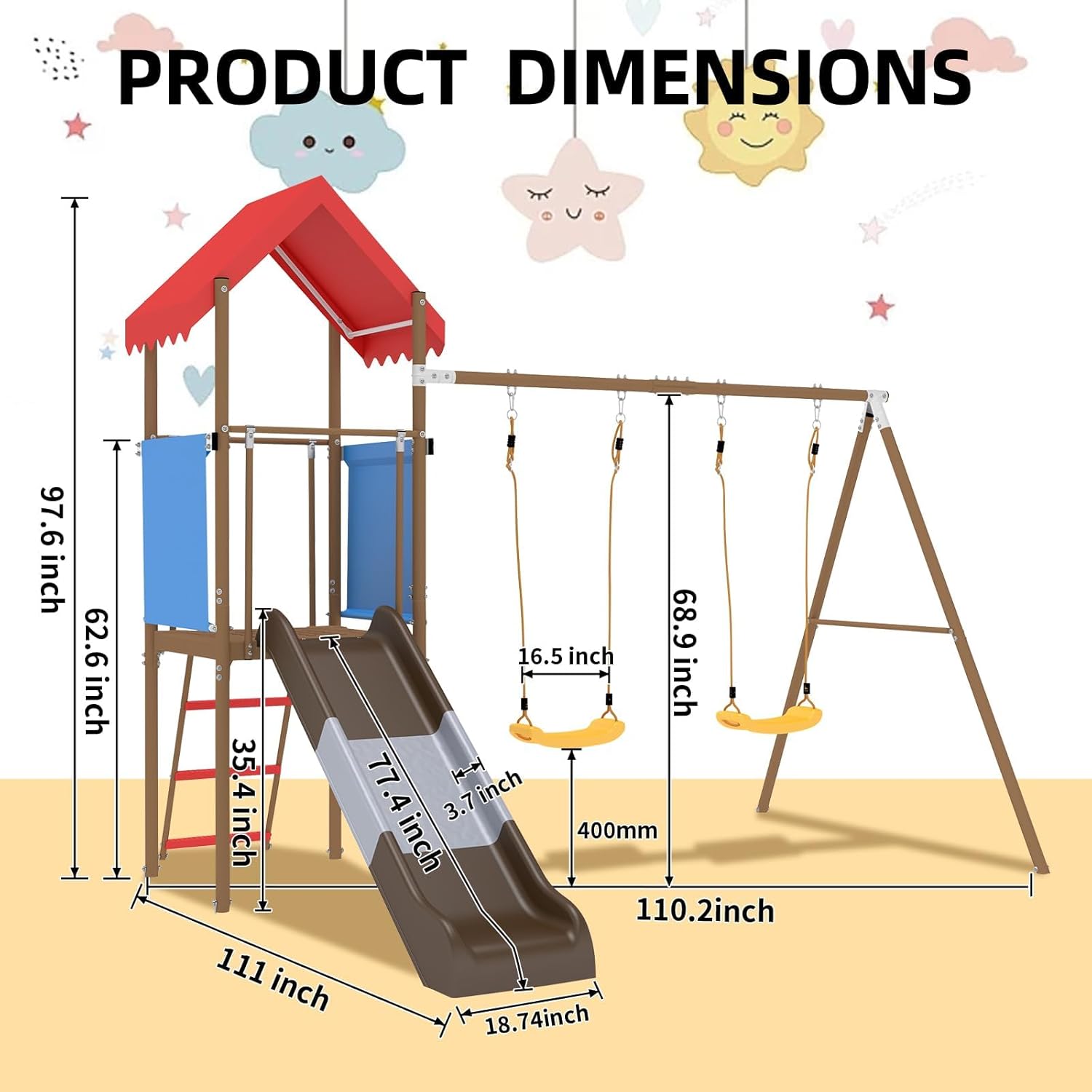 Metal Swing Set for Kids with  - đánh giá và giá Kids Outdoor Swing Set With Slide
