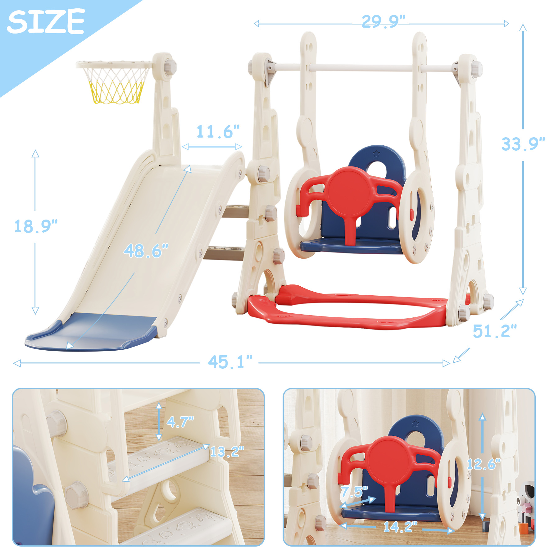 4-in-1 Toddler Slide And Swing - đánh giá và giá Kids Outdoor Swing Set With Slide