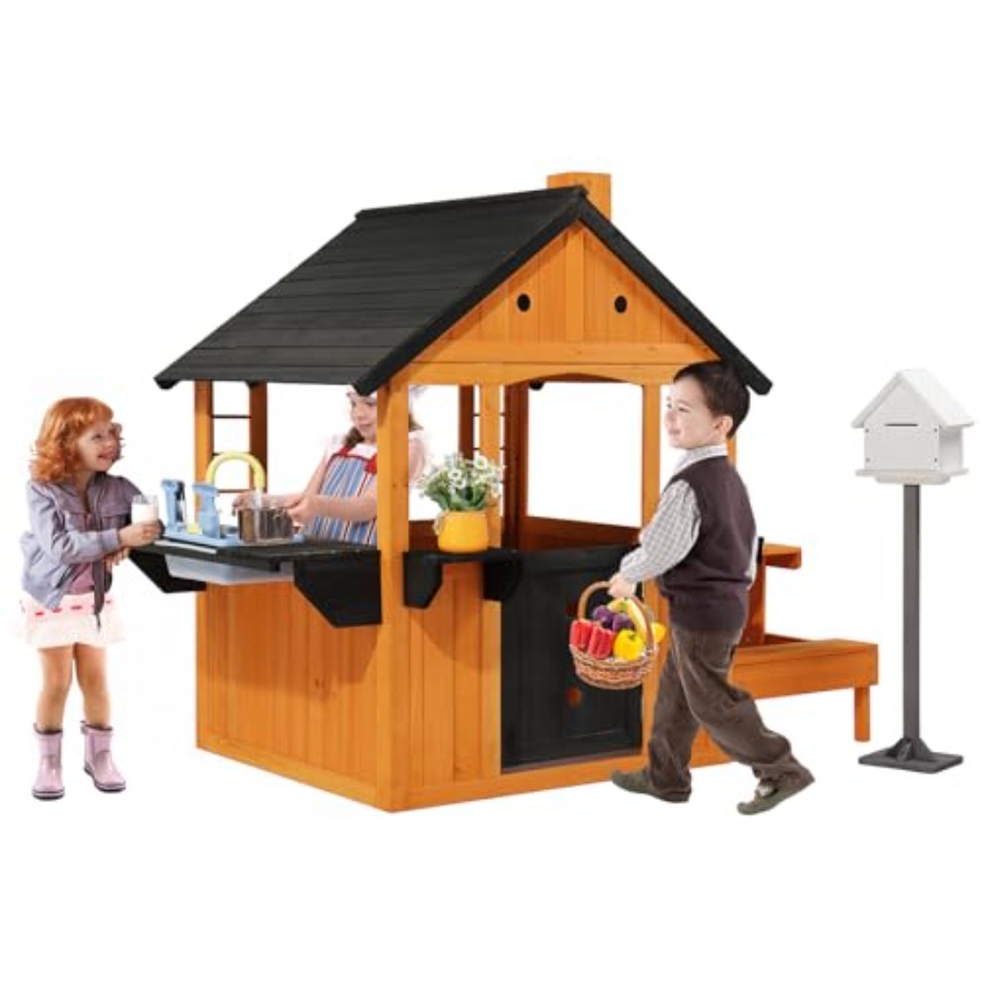Outdoor Kids Wooden Playhouse  - đánh giá và giá Kids Outdoor Sink