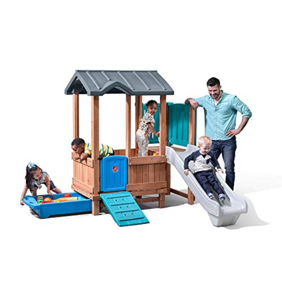 Woodland Adventure Playhouse & - đánh giá và giá Kids Outdoor Swing Set With Slide