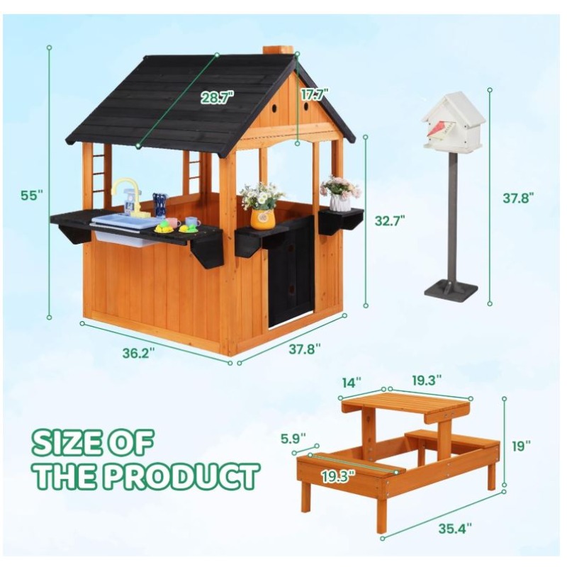 Kids Wooden Playhouse for Outd - đánh giá và giá Kids Outdoor Sink