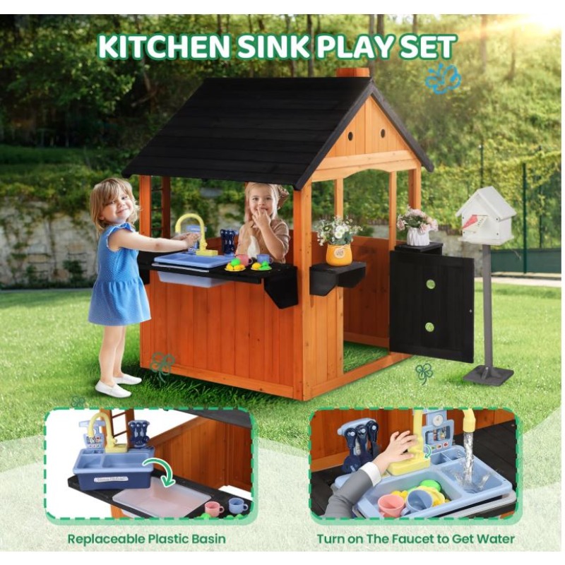 Kids Wooden Playhouse for Outd - đánh giá và giá Kids Outdoor Sink