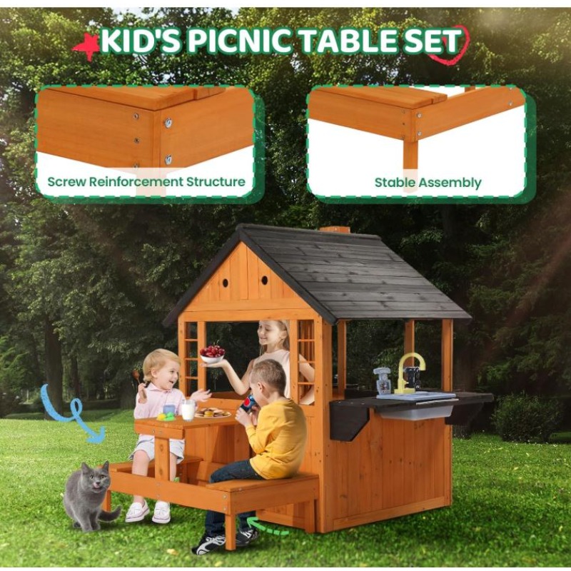 Kids Wooden Playhouse for Outd - đánh giá và giá Kids Outdoor Sink