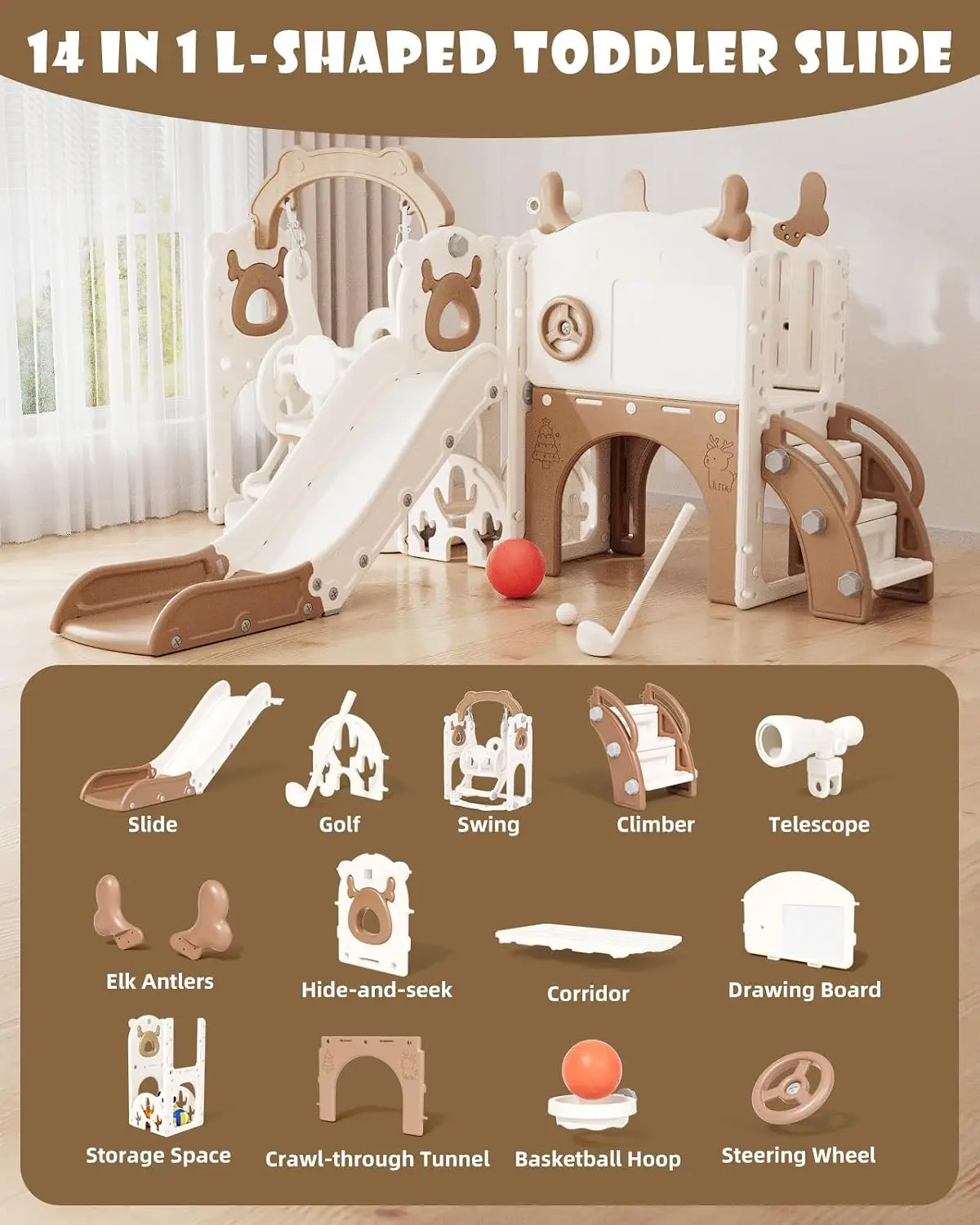 13-in-1 Toddler Slide and Swin - đánh giá và giá Kids Outdoor Swing Set With Slide