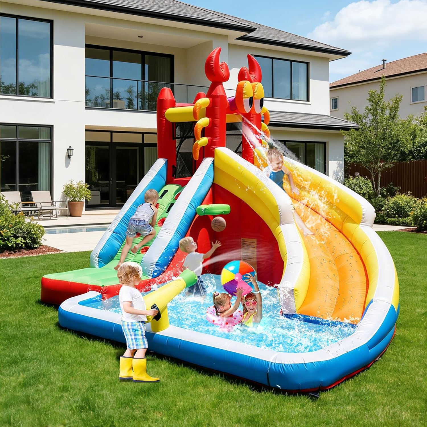 Large Inflatable Bounce House  - đánh giá và giá Kids Outdoor Inflatable Water Slide