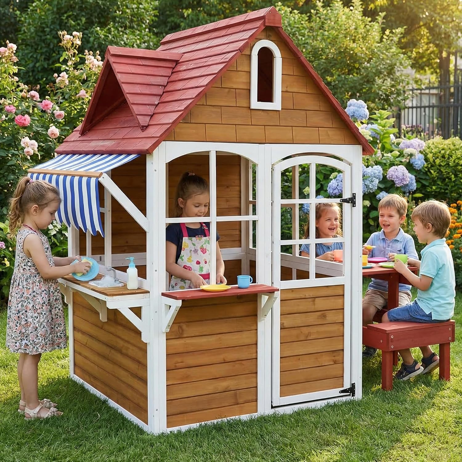 #Outdoor Wooden Kids Playhouse - đánh giá và giá Kids Outdoor Sink