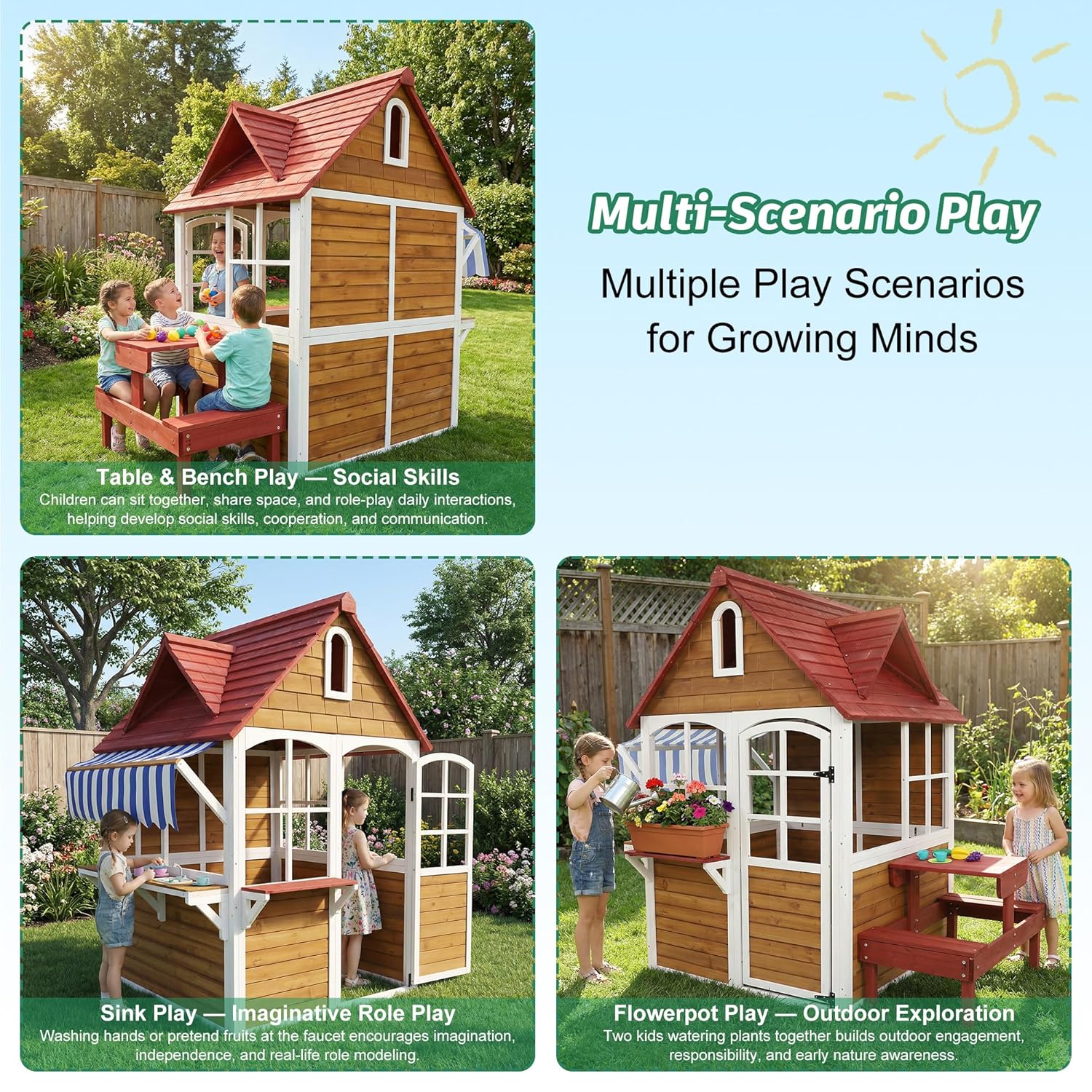 #Outdoor Wooden Kids Playhouse - đánh giá và giá Kids Outdoor Sink
