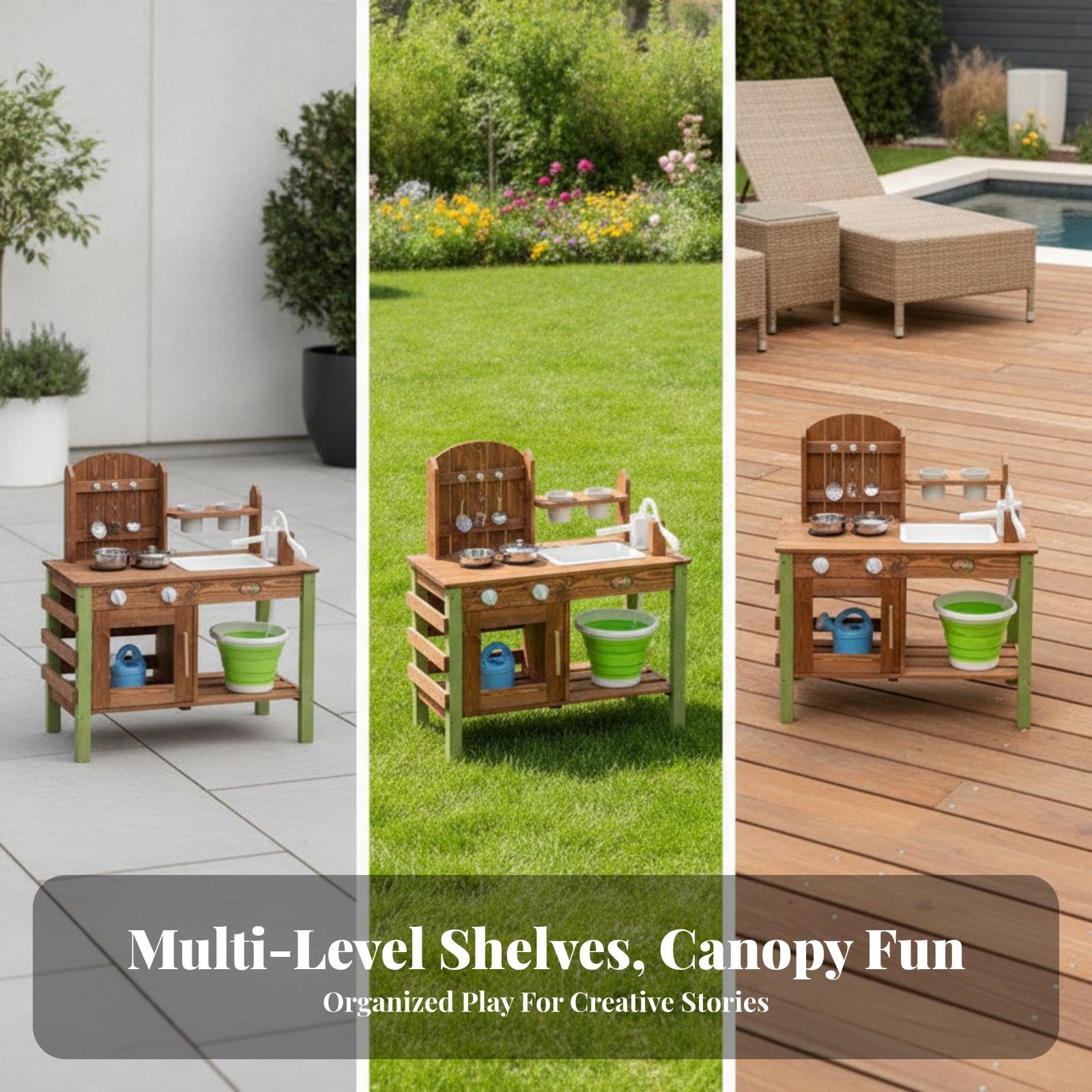 Kids Play Kitchen Outdoor Wood - đánh giá và giá Kids Outdoor Sink